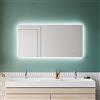 SUNXURY Specchio da bagno a LED con orologio 120x60 cm, illuminazione, display della temperatura e funzione touch - Specchio da bagno bianco freddo IP44