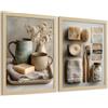 Nacnic Set Di 2 Stampe E Poster Decorativi Da Parete Per Il Bagno Per Lavabo, Doccia, Wc E Bagno Con Sapone, Tazze, Fiori E Accessori, Stile Artistico Naturale A3 Senza Cornice
