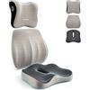VeftBltrem 3 in 1 Cuscino per Sedia da Ufficio, Lombare & Sedia Ergonomico Supporto | Cuscino Lombare Auto in Memory Foam per Sedile Auto con Supporto Lombare Coccige, Sedia Ufficio Sollievo dal mal di Schiena