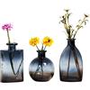 KMERCE Vaso da fiori in vetro, piccolo vaso grigio decorativo moderno, decorazione per centrotavola, matrimonio, campo, battesimo, compleanno, regalo festa della mamma, 3 pezzi