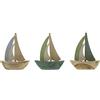 FRANK FLECHTWAREN Frank Flectwaren, barca AHOI, statuetta decorativa per interni, decorazione marittima, barca a vela, AHOI, set da 3 pezzi, circa 10 x 12 cm
