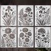 Cuxawamiyo Stencil da Parete 6 Pezzi 36.8 x 27.9 cm per dipingere | Stencil da parete riutilizzabili per design di fiori selvatici, adatti per pareti, legno, tessuto e creativo fai da te