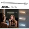 Deecam Lampada LED dimmerabile per tavolo da trucco, 3 modalità e 10 livelli di luminosità regolabili, lampada da specchio da 35 cm IP20 per bagno, illuminazione per specchio (Argento, ricaricabile)