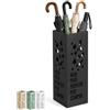 PALUPLUS Portaombrelli alto in metallo traforato con Scritta NON PUO' PIOVERE PER SEMPRE, misura 16x16x49 cm, cesta rettangolare con struttura resistente, per interni ed esterni -3049C -6 (Nero)