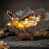 Drawelry Scultura in legno 3D di animali della foresta con luce notturna LED, artigianato in legno, sculture intagliate di panda, lupo, volpe, aquila, elefante, orso polare, decorazione per casa