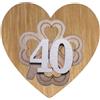 DLM Bomboniere DLM-A832 Bomboniere 12 Calamite Magneti in legno cm 5x5 linea cuore con quadrifoglio portafortuna e numero 40 bianco per confettate segnaposti di 40 Compleanno maschio e Femmina
