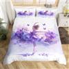 Homemissing Bambini Balletto Copripiumino 140 x 200 cm Petite Ballerina Parure da letto per ragazzi Ragazze Carino Viola Set di biancheria da letto Traspirante Set da letto arredamento per camera da