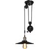 iDEGU Lampadario da Soffitto Industriale, 1 Luci Lampada a Sospensione con Sistema di Pulegge Lampada da Soffitto in Metallo Nero E27 Lampadario Vintage per Sala da Pranzo, Cucina, Ristorante