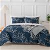 Covebett Biancheria da letto da 135 x 200 cm, blu e bianco, motivo floreale, rami botanici, set di biancheria da letto double-face, in microfibra, copripiumino e federa da 80 x 80 cm, chiusura lampo