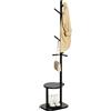 OUTBROS Appendiabiti in Legno Massello, Appendiabiti con Ripiano, Nero | Appendiabiti a forma di albero,9 ganci per giacche e cappelli,per l'ingresso,ganci e barra di sostegno in legno,30x40x176cm