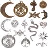 SUNNYCLUE 1 Scatola 64 Pezzi Stile Tarocchi Fasi Lunari Ciondoli Albero Della Vita Ciondolo Triplice Dea Luna Serpente Sole Fungo ouijas Ciondolo Rotondo In Metallo per Creazione di Gioielli Ciondoli