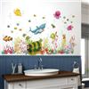 WandSticker4U®- Adesivi murali marini MONDO SOTTO MARINO impermeabile grande (122x68 cm) I Adesivi parete cameretta pesci oceano mare squalo I Decorazioni bagno piastrelle sticker muro bambini XXL