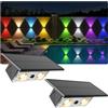 Liyade Lampade solari da esterno, Applique solare con luce bianca calda + RGB Up and Down per esterni, Luce da parete per giardino, Impermeabile IP65 con 9 modalità di illuminazione, Set da 2 pezzi