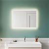 SUNXURY Specchio da bagno con illuminazione, 80 x 60 cm, LED Specchio da bagno bianco caldo, specchio con illuminazione, interruttore a parete, specchio luminoso, specchio da bagno, 4000 K, IP44, a