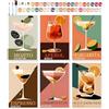Suvexor 6 mini dipingere con i numeri, cocktail, 20 x 30 cm | Set da cocktail fai da te con i numeri, per adulti e principianti, con pennello, colori acrilici, come regalo (senza cornice)