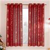 PONY DANCE Tende Rosse Natalizie 2 Pezzi 140x160 CM Tende Corte | Decorazione, con Stampa Oro a Caldo, per Camera da Letto, per Finestre Piccole, Trasparenti, Leggera, Liscia, con Anelli