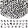 SOFPLATE 1500 pz. Perline in Argento con Lettere Dells 'Alfabeto Perline Rotonde Piatte 4x7mm in Acrilico Piccole Lettere Nere AZ Distanziali per Creazioni Artigianali Bracciali Collane Trecce per Ca