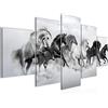 Runa Art Murali Da Parete Cavalli 5 Pezzi Quadro Tela Non Tessuta Decorazione Soggiorno Animali Bianco Nero 032552c