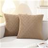 Ystyle Federe Cuscini Divano 40x40 Set Da 2, Copricuscini Divano Velluto Ciniglia Extra Morbida, Copricuscini Decorativi Motivo A Rombi E Cerniera Invisibile, Per Soggiorno E Letto, Cammello