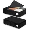 CareLoom 2 Pezzi Contenitori Sottoletto, Contenitore Sottoletto, Grandi | Cassetti Letto con Ruote, Coperchio, Maniglie et Etichetta, Contenitore Scatole Sotto per Vestiti Scarpe Libri