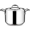 Lagostina Accademia Lagofusion 011116020522 - Pentola in acciaio inox 22 cm (5,3 L) + coperchio per tutti i piani cottura, compresa induzione Maniglia rivettata robusta italia