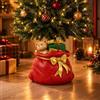 Ma Maison Base Albero Natale 150-180cm Sacco con Orsetto e Kit Fissaggio | Base decorativa 38x32,5x41 cm in magnesia, effetto sacco di Natale con orsacchiotto e base in metallo