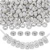 PONABEADIY 1 scatola Da 140 pezzi di Perline Europee In Argento con Foro Largo, Strass di Cristallo, Argilla Polimerica, Strass Glitterati, Rondelle, Perline Distanziatrici Sfuse per La Creazione di G