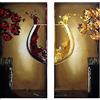 Homesweety Quadro su tela 2 pezzi/set dipinti ad olio astratti in vetro di vino rosso su tela immagine moderna da parete per soggiorno decorazione della parete senza cornice (40x80 cm/15,7 × 31,5 pollici) × 2