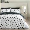 Catherine Lansfield Set copripiumino singolo reversibile a pois con federa nero/bianco