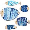 Putuo Decor Decorazione da parete Pesci blu navy, set di 5 pesci in stile oceano, MDF effetto legno, motivi a strisce scaglie, decorazione coastal per bagno wc, ingresso soggiorno, casa vacanze
