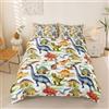 Loussiesd - Set di biancheria da letto per bambini e ragazzi, motivo: dinosauri, copripiumino 135 x 200 cm, in microfibra, set con 1 federa da 80 x 80 cm, per letto singolo, 2 pezzi