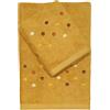 DEA Set Asciugamani da bagno Viso + Ospite in spugna 100% Cotone 550gr con Pois ricamato - Coriandoli (Ocra)