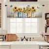 Miyotaa Mantovana per tenda da cucina rustica con girasole in stile farmhouse, 137cm L x 46cm A, tasca per bastone, citazioni motivazionali e ispiratrici, stile country vintage, trattamento per