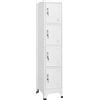 Homgoday Armadietto con Serratura Grigio 38x45x180 cm in Acciaio, Armadio Ripostiglio Ripiani per Armadio Interno con 4 Anta, Armadietto da Esterno, Mobili da Esterno Portascope per Bagno Interno