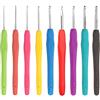 iJiGui Set di 9 Uncinetti in Diverse Misure, Ganci per Uncinetto, Aghi per Uncinetti in Alluminio Multicolore, 2 mm~6 mm, Ferri da Maglia Ergonomici Morbidi Impugnature in Gomma Antiscivolo
