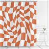 Hnmdmyi Tenda da doccia arancione scacchiera Groovy 180x200, anni '70 retrò moderno astratto psichedelico Groovy ondulato estetico Hippie Funky impermeabile poliestere tessuto lavabile tenda da bagno