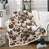 Tbrand Coperta in Pile per Bambini - Motivo Carlino Stile Cartone Animato, per Divano, Colore Marrone, a Tema Animale, Pelosa, Decorazione per la Stanza, in Flanella per Letto