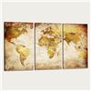 Visario 1166 - Quadro su tela, motivo planisfero, 160 x 90 cm, colore: beige
