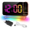 Exmate Sveglia per Proiezione, Sveglia Digitale LED con proiettore girevole a 180°,luce notturna RGB, 2 porta USB C, 6 Luminosità Regolabile Snooze 12/24H Sveglia per Casa (Oro rosa con Adattatore)