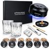 MIXOLOGIC Kit per affumicatore elettrico per whisky, con 2 bicchieri, stile antico, con trucioli di legno e luce a LED, ideale come regalo per papà, marito, per gli amanti del whisky