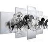 Runa Art - Quadri Cavalli 200 x 100 cm 5 Pezzi XXL Decorazione Murale Design Bianco Nero 032551c