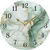 KLL Orologio da parete in marmo bianco verde salvia orologio da bagno alimentato a batteria orologio da parete per soggiorno decorativo 25,4 cm oro