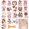 GLOBLELAND 18 fogli vintage San Valentino strofinare sul trasferimento adesivi 3.9x3.6 Pollici torta colorata regalo rosa palloncino decalcomanie casa felice tazza trasferimento decalcomanie