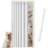 JCyh Tenda da Porta a Soffietto con Asta Telescopica | Oscuranti, Tenda a Soffietto, Tessuto Effetto Lino, 120L x 200A, Bianco