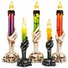 Amavheaf Halloween scheletro mano LED candela decorazione, pipistrello verde