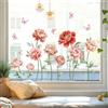 Joeyan Fiori Adesivi Finestre,Vetrofanie Removibili con Peonie Farfalle | Grandi Stickers Riutilizzabili Protezione Uccelli, Statici a Doppio Lato Decor per Matrimonio Festa Casa Ufficio,60×30cm