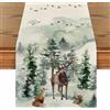 Artoid Mode Runner da tavola con cervi, volpi, pini e neve, decorazione natalizia invernale per la cucina e la sala da pranzo, ideale per la decorazione della casa e delle feste, 40x180 cm