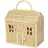 Jnchdghwa Cesto A Forma di Casa in Rattan con Coperchio, Organizer in Vimini Intrecciato A Mano con Manico Pieghevole.