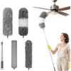 FDKene 5 Pezzi Spolverino Telescopico in Microfibra Lavabile, Allungabile Fino a 250 cm, Spolverino per Soffitti, Ventilatori, Tapparelle, Ragnatele e Pulizia di Casa e Auto
