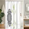 Uiiooazy Tenda da Doccia Antimuffa 120x180cm Foglie Verde Spa Pietra Grigio | Tenda da Doccia Zen Giapponese Impermeabile Tessuto in Poliestere Lavabile per Vasca da Bagno con 8 Anelli